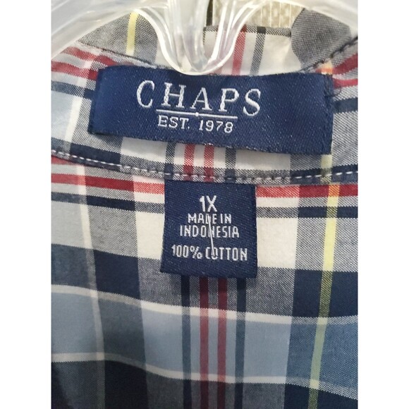 Chaps Women's 100% Cotton Plaid 3/4 Sleeve Roll-Tab Button-Up Shirt Size 1X - Picture 3 of 5